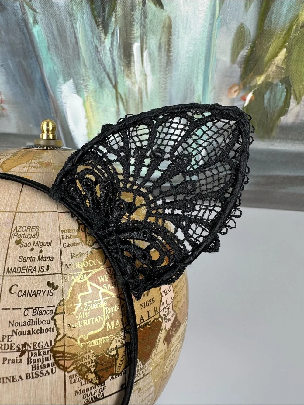 Black Lace Cat Ear Headband Gothic Cosplay Halloween Costume